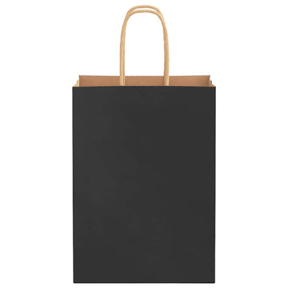 Paper Bags 50 pcs with Handles Black 15x8x21 cm