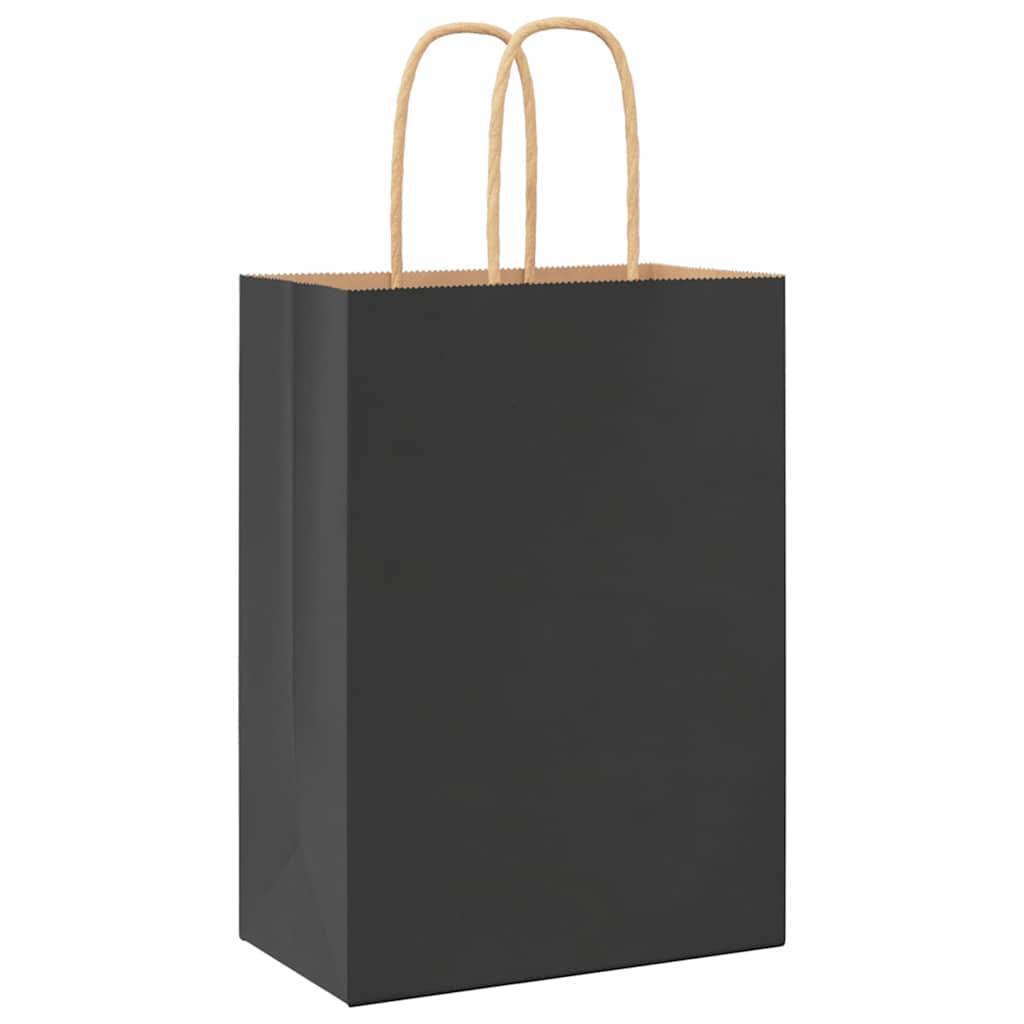 Paper Bags 50 pcs with Handles Black 15x8x21 cm