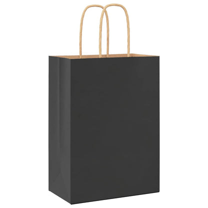 Paper Bags 50 pcs with Handles Black 15x8x21 cm