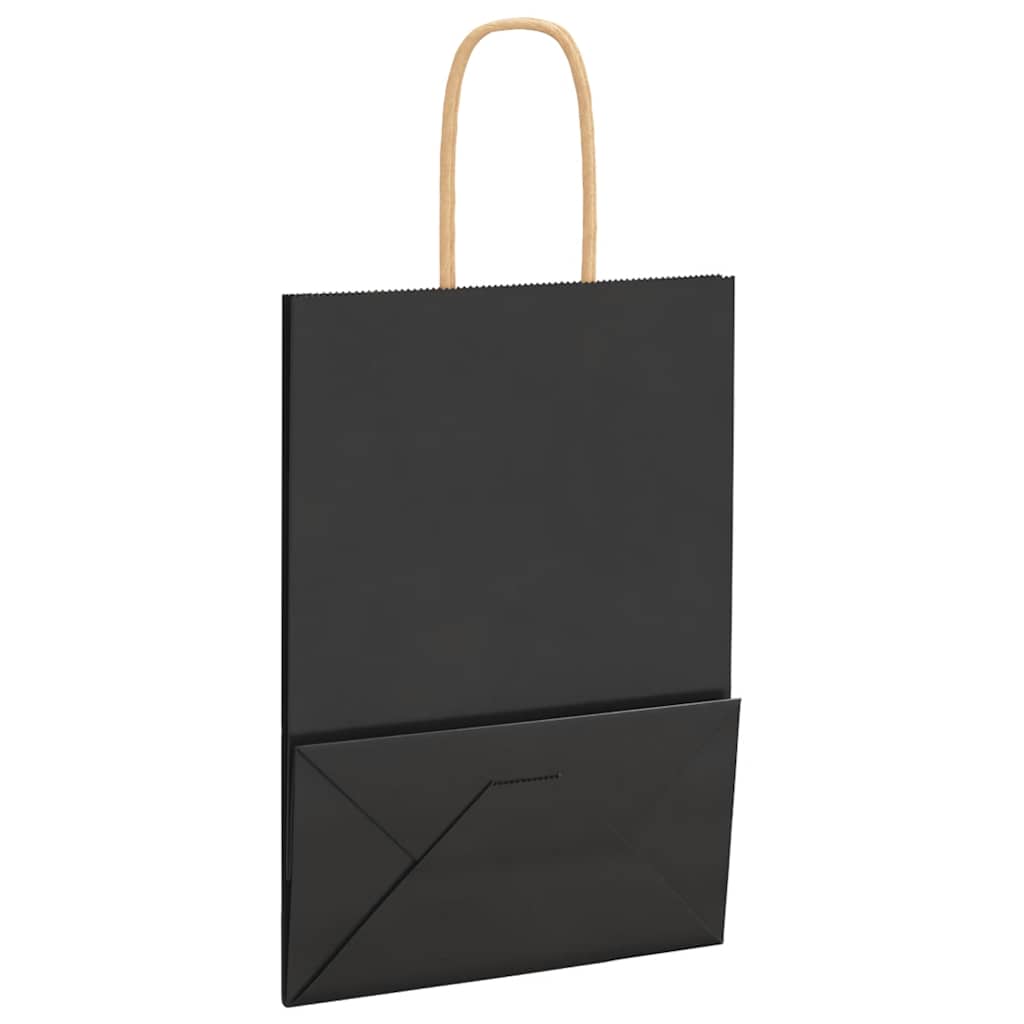 Paper Bags 50 pcs with Handles Black 15x8x21 cm