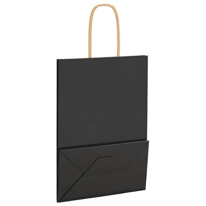 Paper Bags 50 pcs with Handles Black 15x8x21 cm