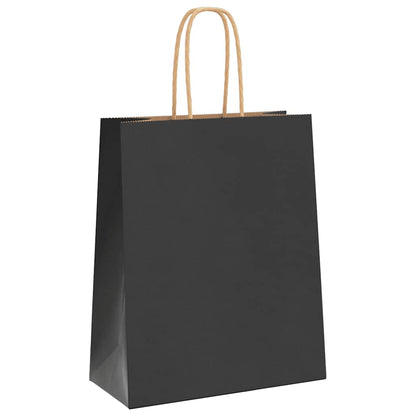 Paper Bags 50 pcs with Handles Black 18x8x22 cm
