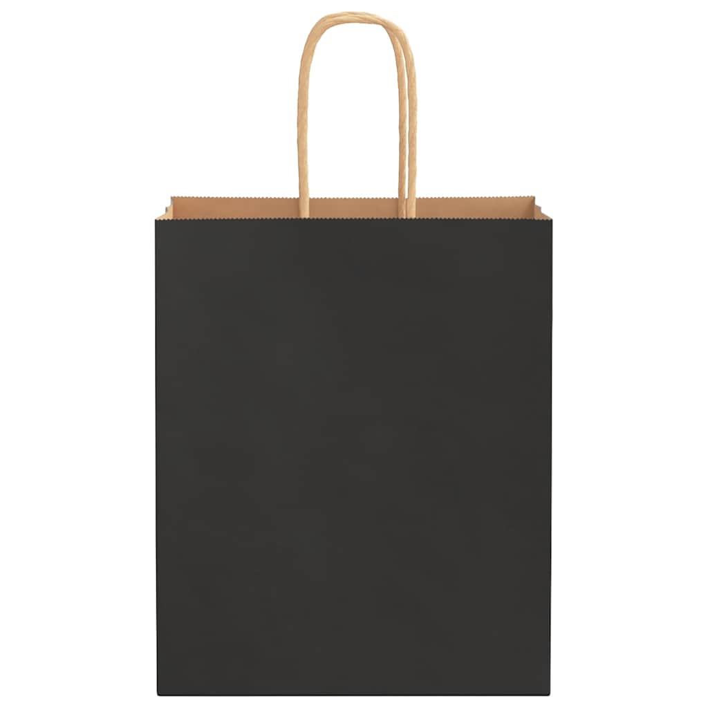 Paper Bags 50 pcs with Handles Black 18x8x22 cm