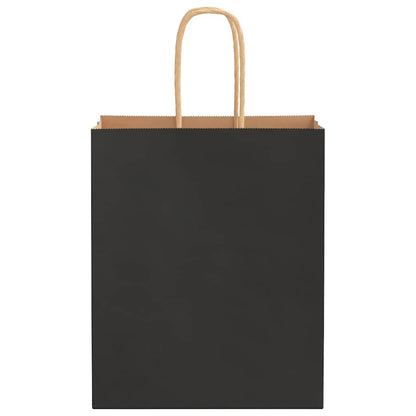 Paper Bags 50 pcs with Handles Black 18x8x22 cm