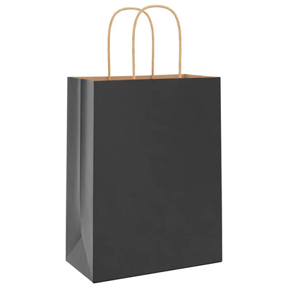 Paper Bags 50 pcs with Handles Black 21x11x28 cm