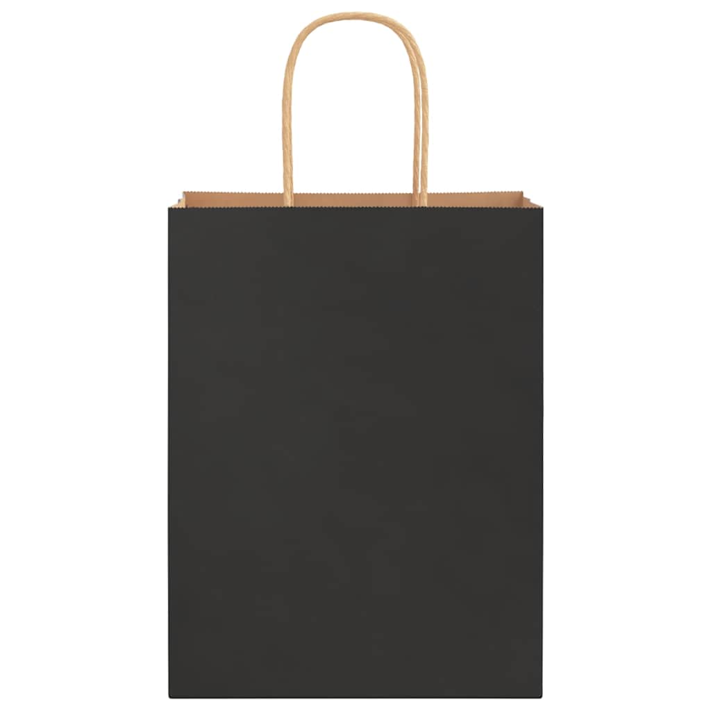 Paper Bags 50 pcs with Handles Black 21x11x28 cm