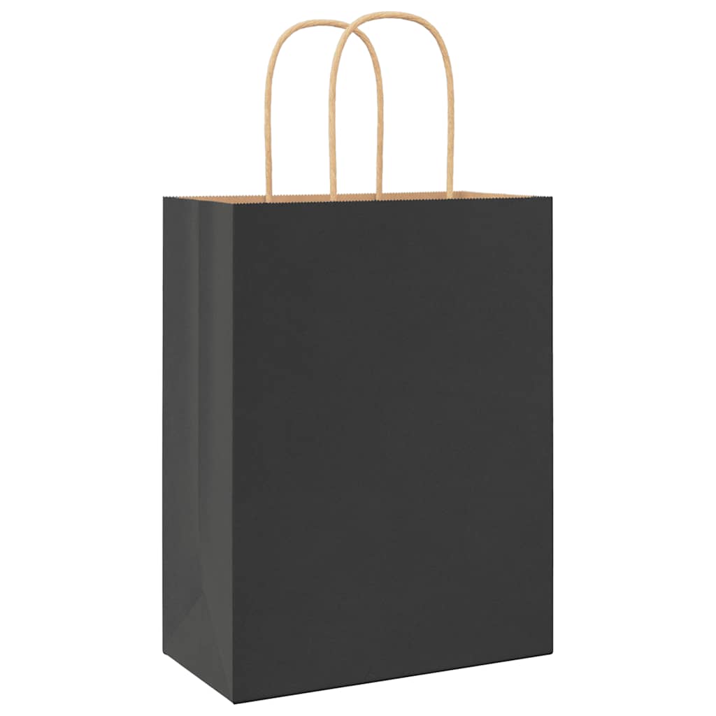 Paper Bags 50 pcs with Handles Black 21x11x28 cm