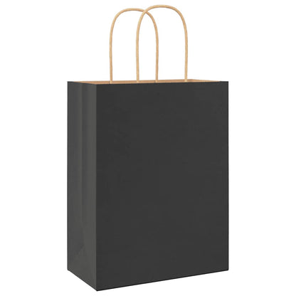 Paper Bags 50 pcs with Handles Black 21x11x28 cm