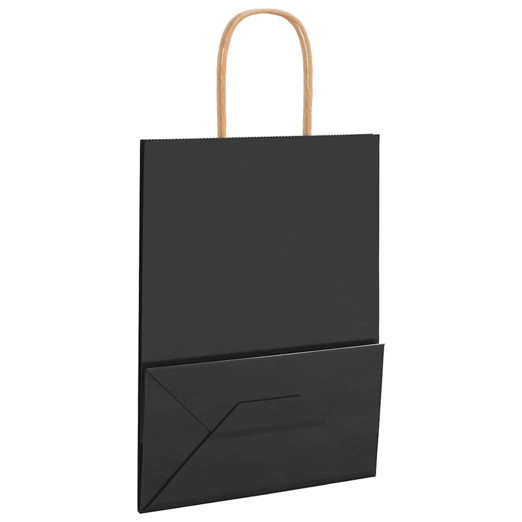 Paper Bags 50 pcs with Handles Black 21x11x28 cm