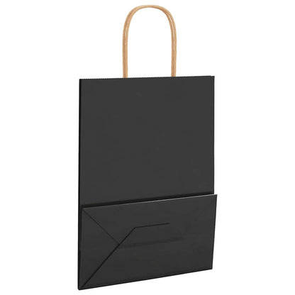 Paper Bags 50 pcs with Handles Black 21x11x28 cm