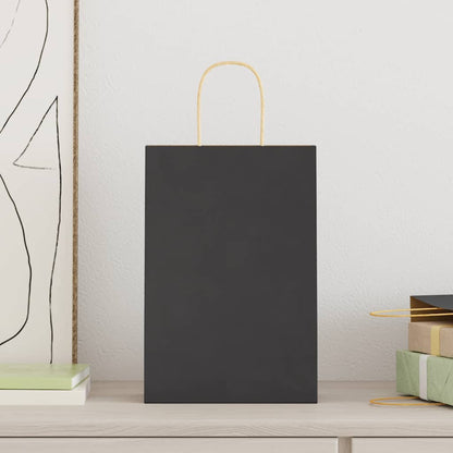 Paper Bags 50 pcs with Handles Black 21x11x31 cm