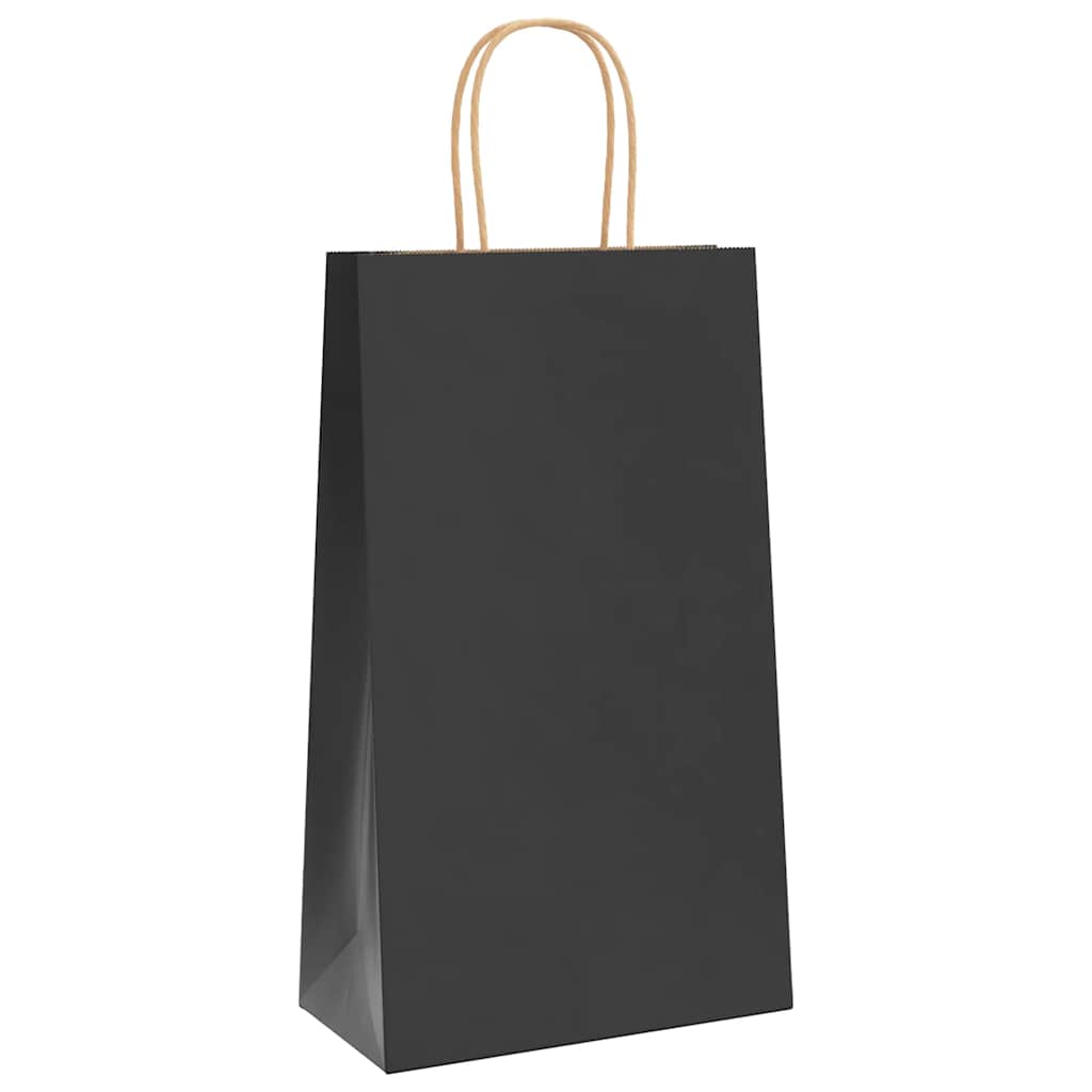 Paper Bags 50 pcs with Handles Black 21x11x36 cm