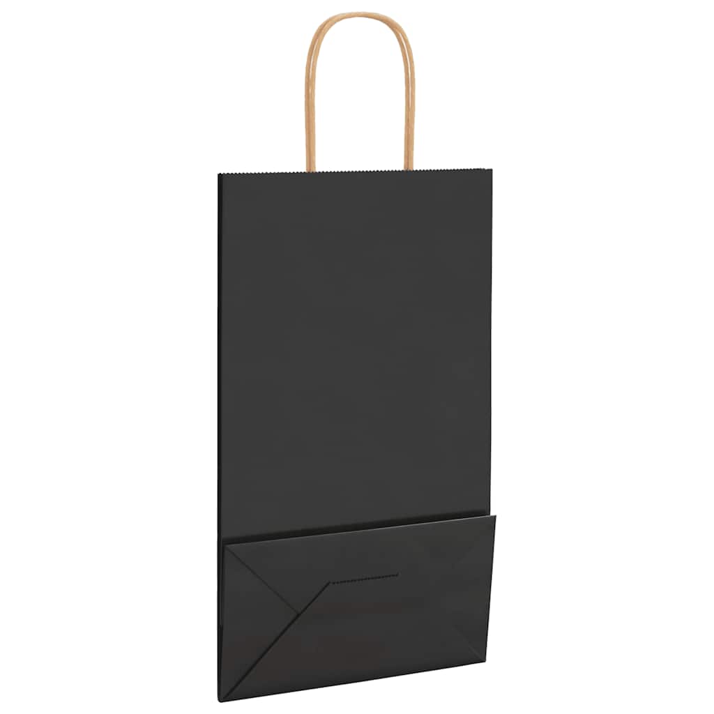 Paper Bags 50 pcs with Handles Black 21x11x36 cm