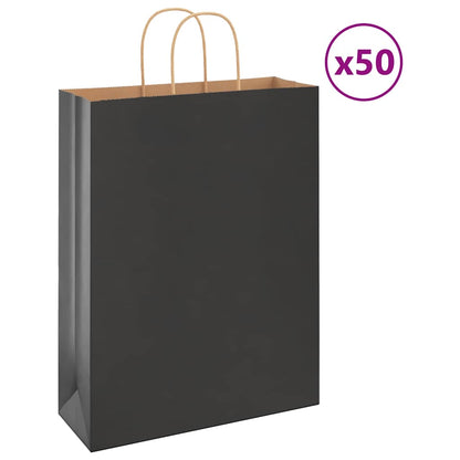 Paper Bags 50 pcs with Handles Black 32x12x42 cm
