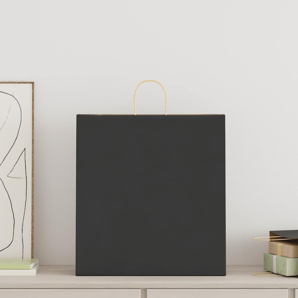 Paper Bags 50 pcs with Handles Black 45x17x48 cm