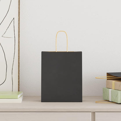 Paper Bags 250 pcs with Handles Black 18x8x22 cm