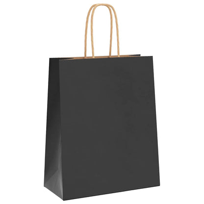 Paper Bags 250 pcs with Handles Black 18x8x22 cm