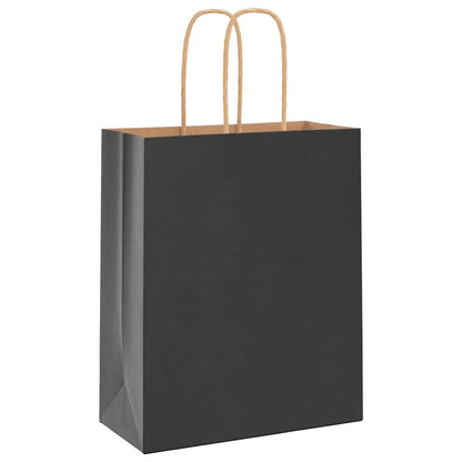 Paper Bags 250 pcs with Handles Black 18x8x22 cm