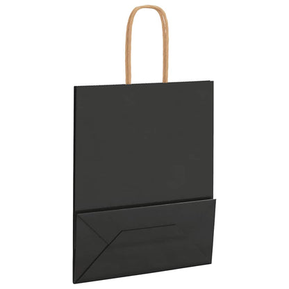 Paper Bags 250 pcs with Handles Black 18x8x22 cm