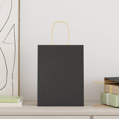 Paper Bags 250 pcs with Handles Black 21x11x28 cm