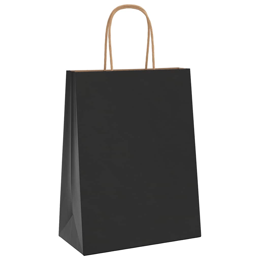 Paper Bags 250 pcs with Handles Black 21x11x28 cm