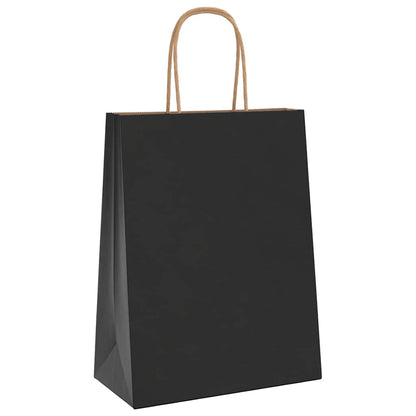 Paper Bags 250 pcs with Handles Black 21x11x28 cm