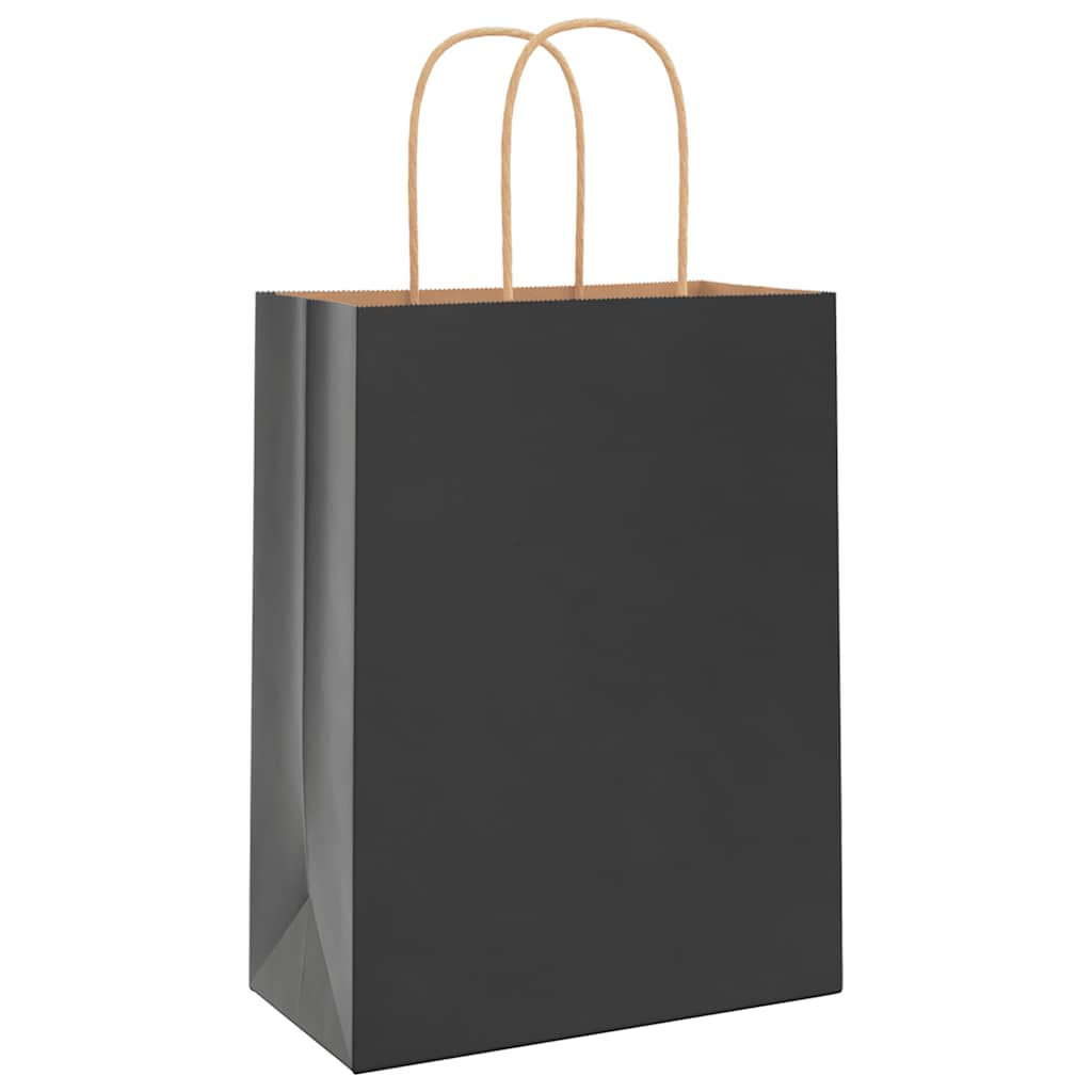 Paper Bags 250 pcs with Handles Black 21x11x28 cm