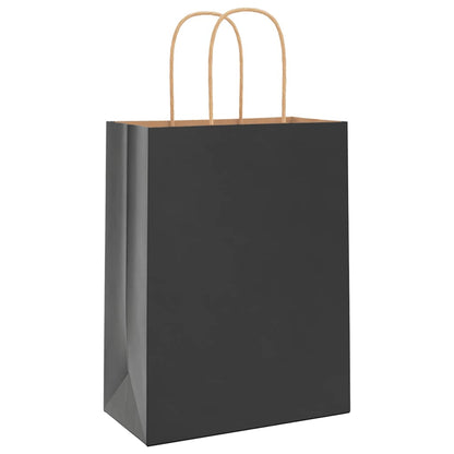Paper Bags 250 pcs with Handles Black 21x11x28 cm