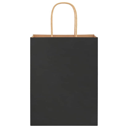Paper Bags 250 pcs with Handles Black 21x11x28 cm