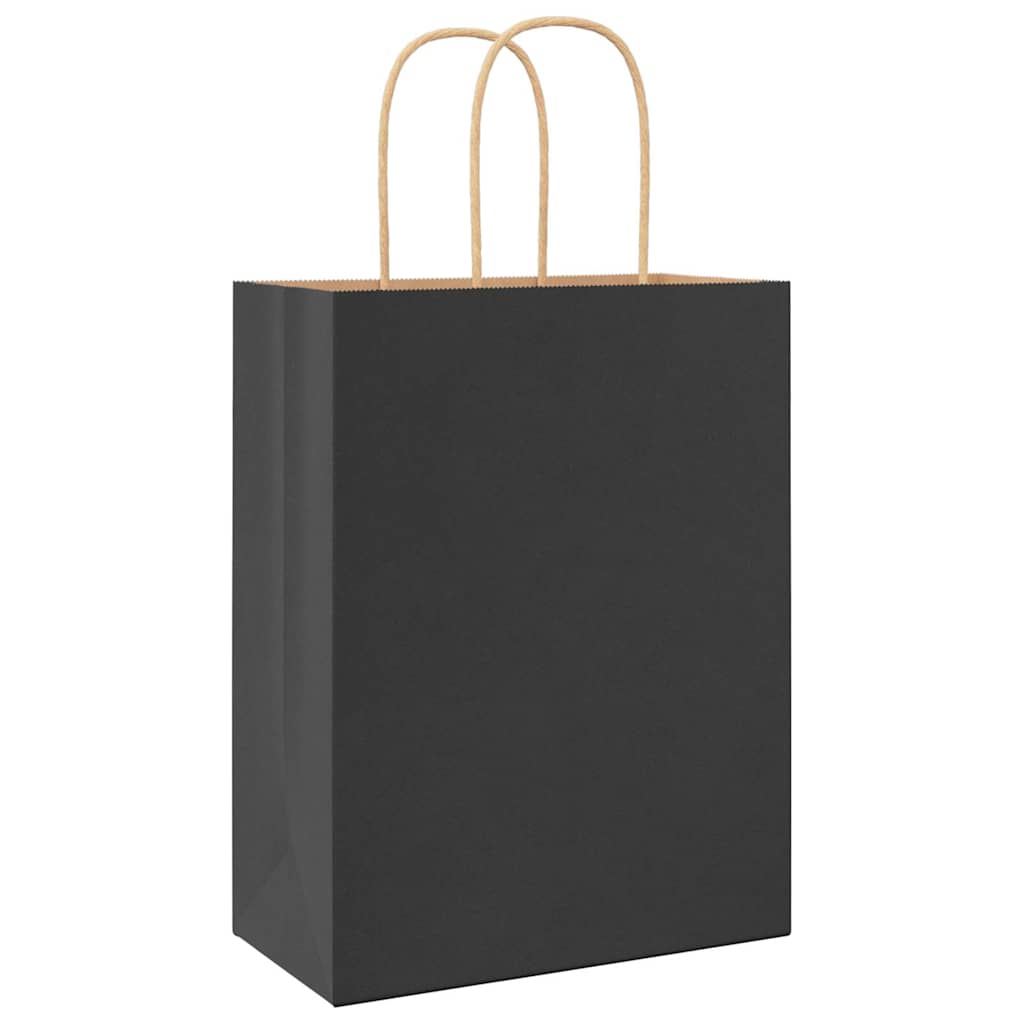 Paper Bags 250 pcs with Handles Black 21x11x28 cm