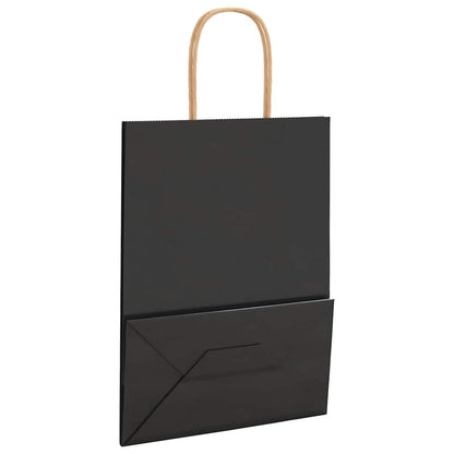 Paper Bags 250 pcs with Handles Black 21x11x28 cm