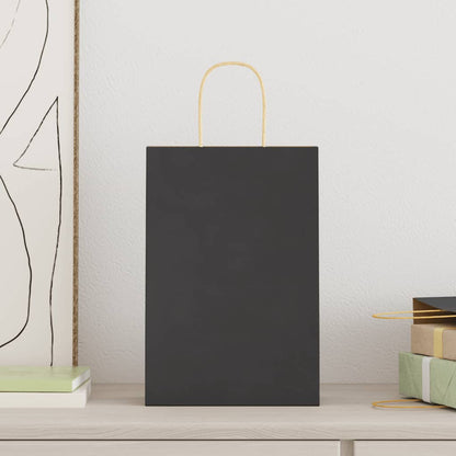 Paper Bags 250 pcs with Handles Black 21x11x31 cm