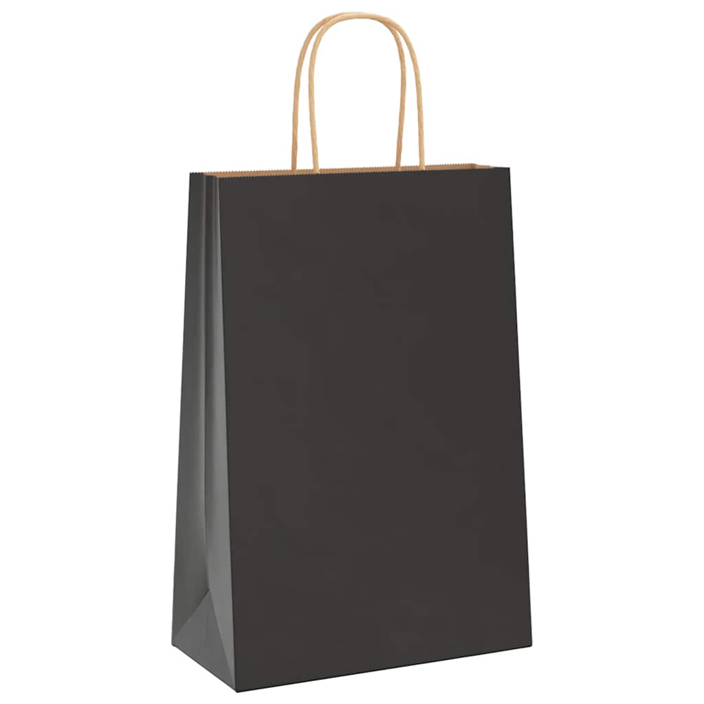 Paper Bags 250 pcs with Handles Black 21x11x31 cm