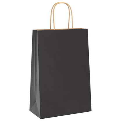 Paper Bags 250 pcs with Handles Black 21x11x31 cm