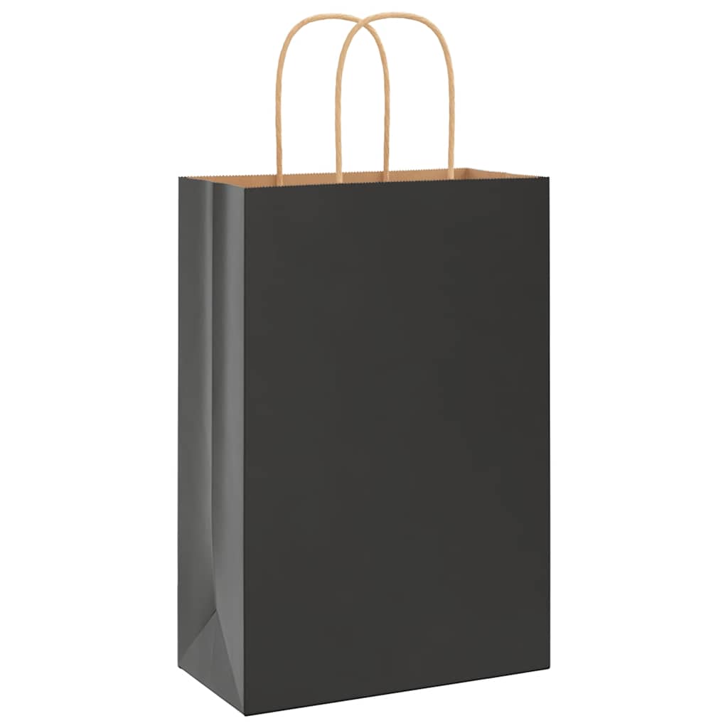 Paper Bags 250 pcs with Handles Black 21x11x31 cm