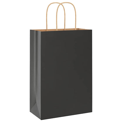 Paper Bags 250 pcs with Handles Black 21x11x31 cm