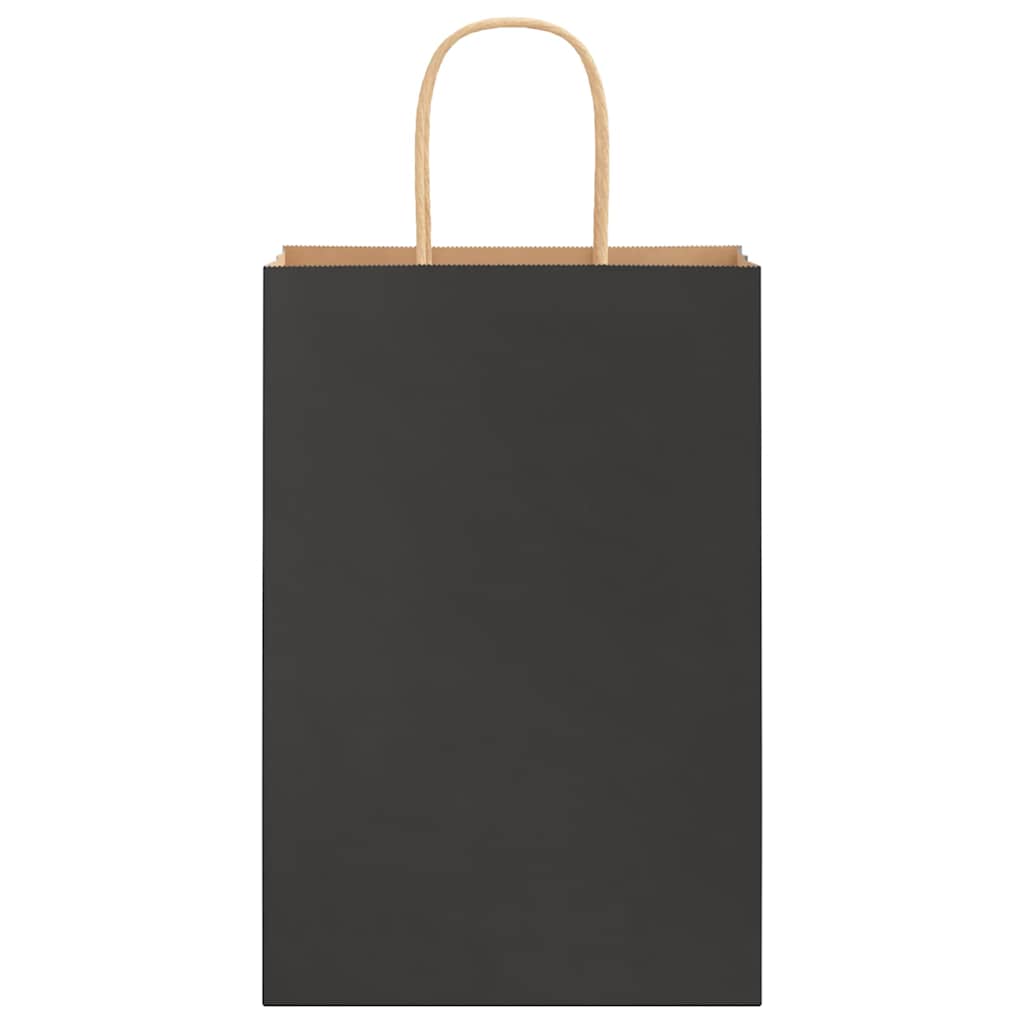 Paper Bags 250 pcs with Handles Black 21x11x31 cm