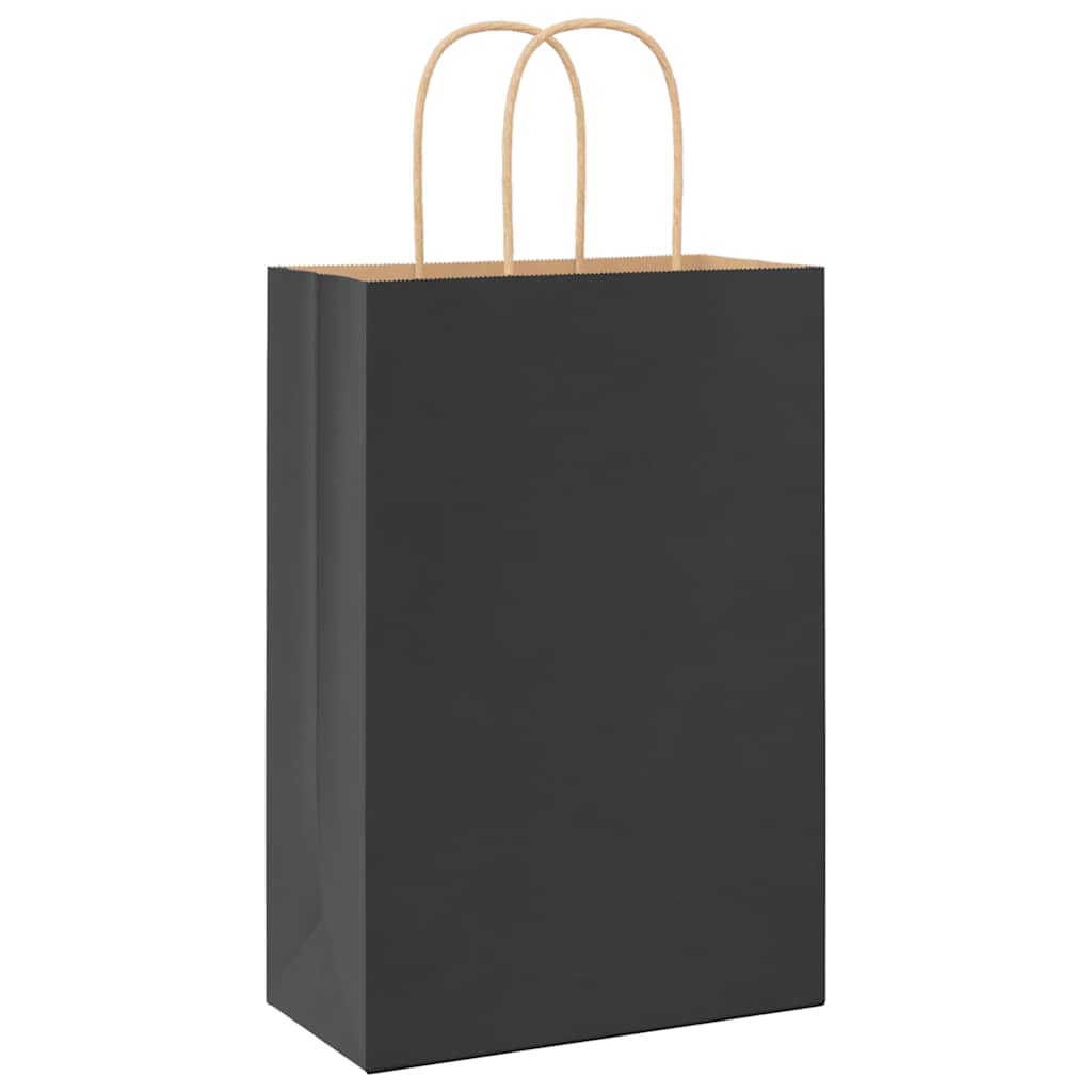 Paper Bags 250 pcs with Handles Black 21x11x31 cm