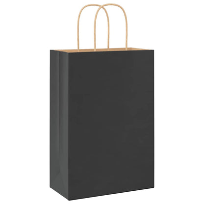 Paper Bags 250 pcs with Handles Black 21x11x31 cm