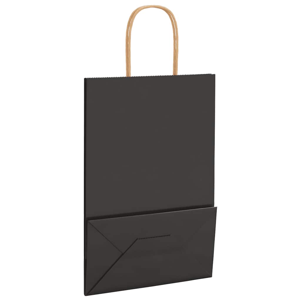 Paper Bags 250 pcs with Handles Black 21x11x31 cm