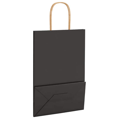 Paper Bags 250 pcs with Handles Black 21x11x31 cm