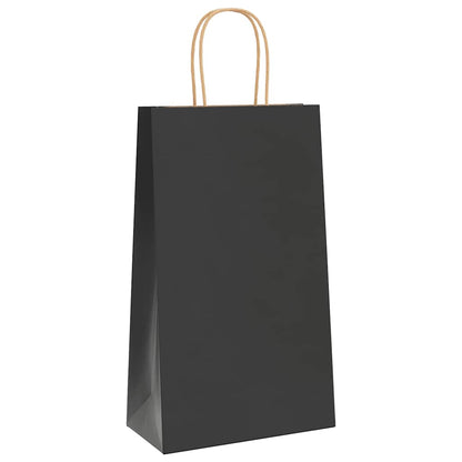 Paper Bags 250 pcs with Handles Black 21x11x36 cm