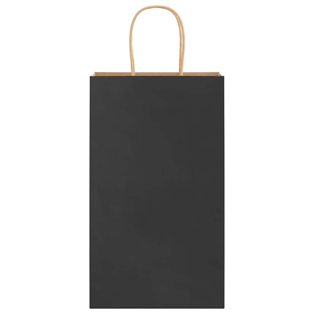 Paper Bags 250 pcs with Handles Black 21x11x36 cm
