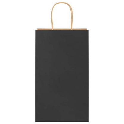 Paper Bags 250 pcs with Handles Black 21x11x36 cm