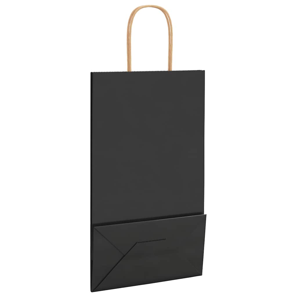 Paper Bags 250 pcs with Handles Black 21x11x36 cm