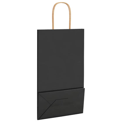 Paper Bags 250 pcs with Handles Black 21x11x36 cm