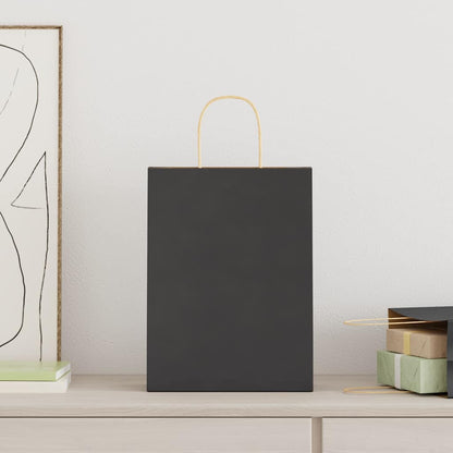 Paper Bags 250 pcs with Handles Black 26x12x35 cm