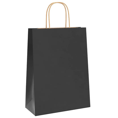 Paper Bags 250 pcs with Handles Black 26x12x35 cm