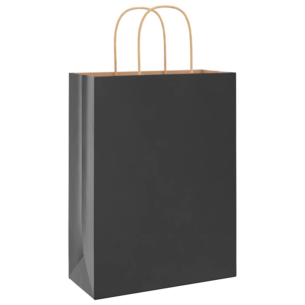 Paper Bags 250 pcs with Handles Black 26x12x35 cm
