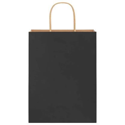 Paper Bags 250 pcs with Handles Black 26x12x35 cm